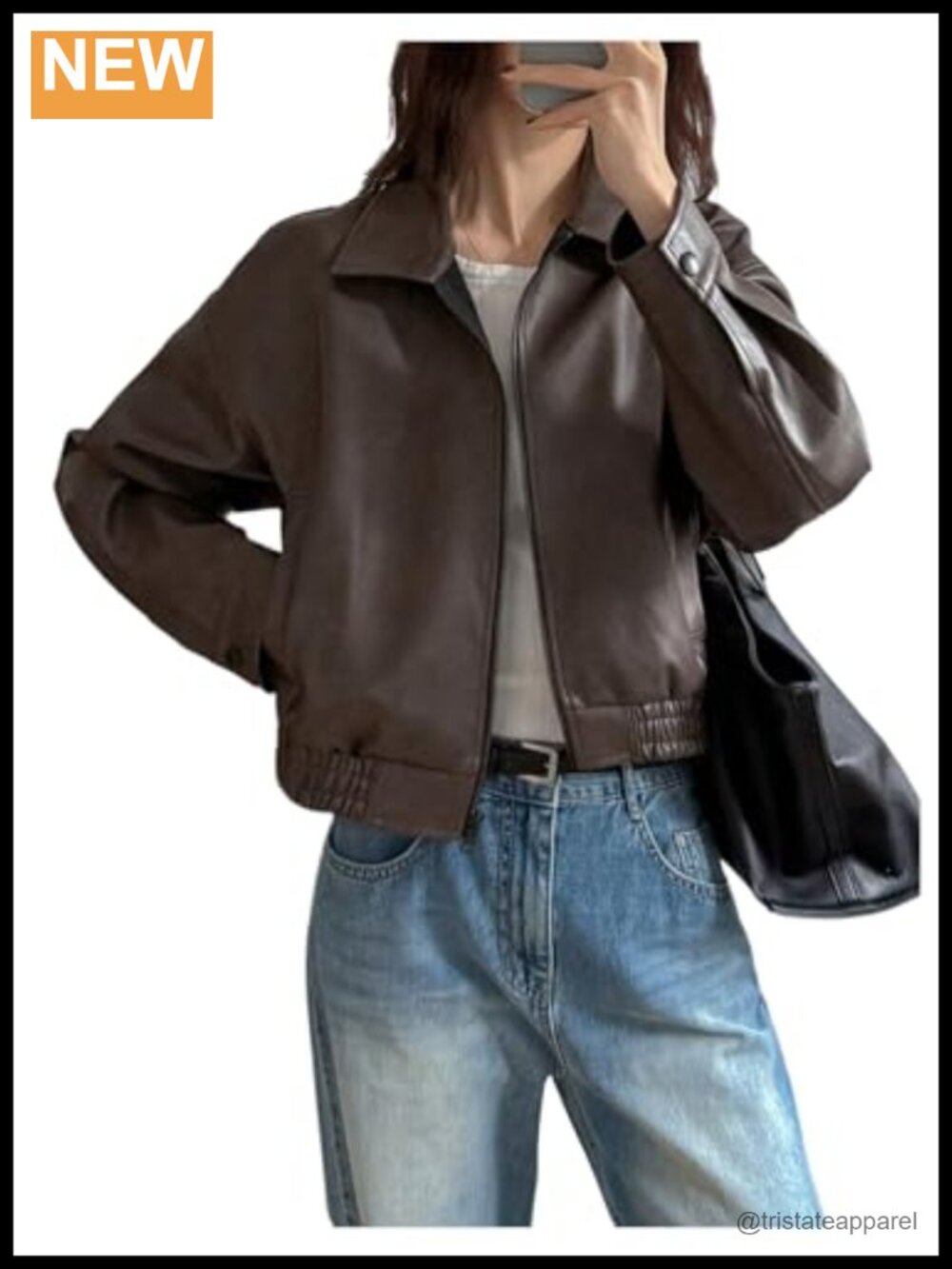 Milumia Women's Faux Leather Zip Up Jacket Oversized Bomber Cropped Coats